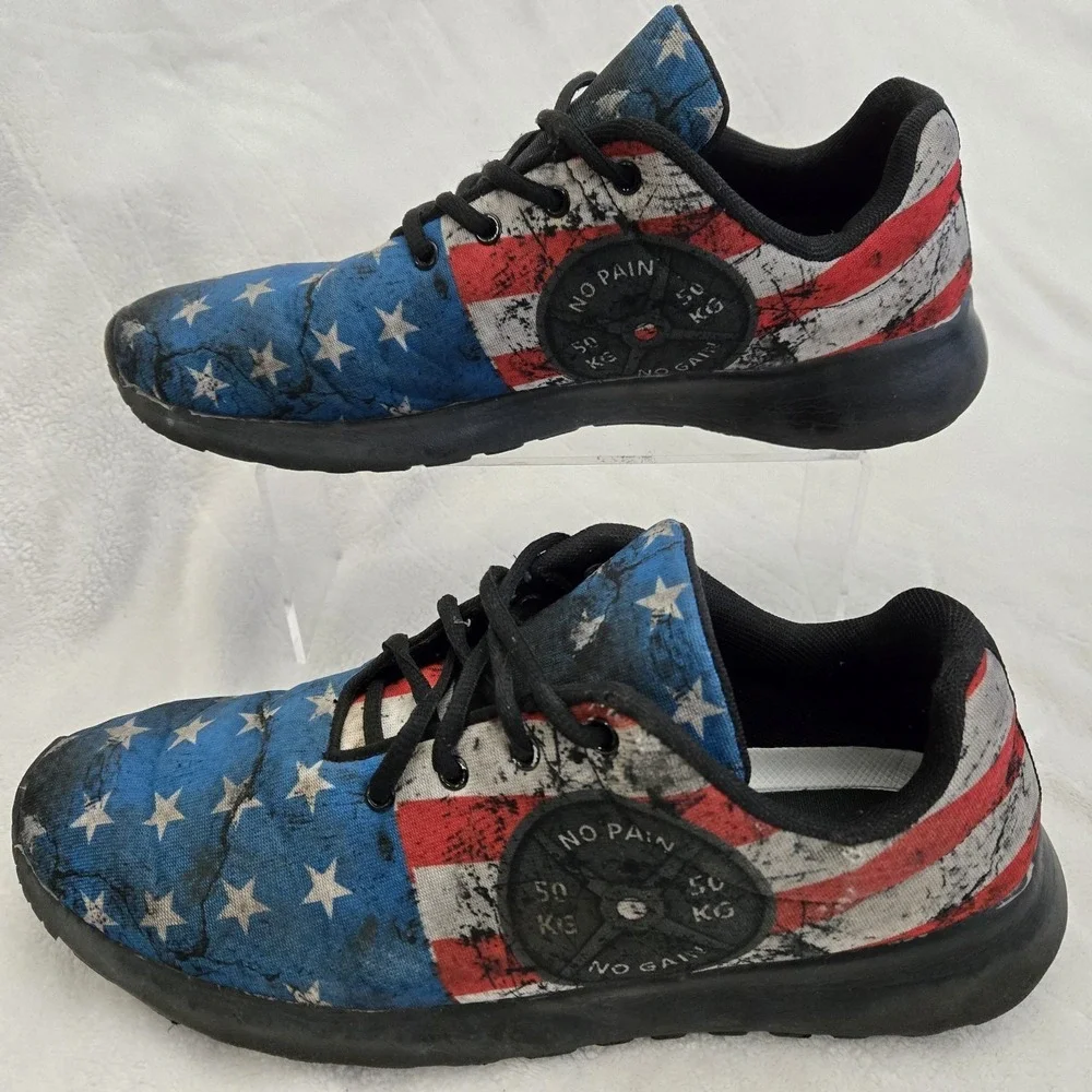 Raad‎ Men's Sneakers No Pain No Gain American Flag Shoes Sz 11 Holiday Festival